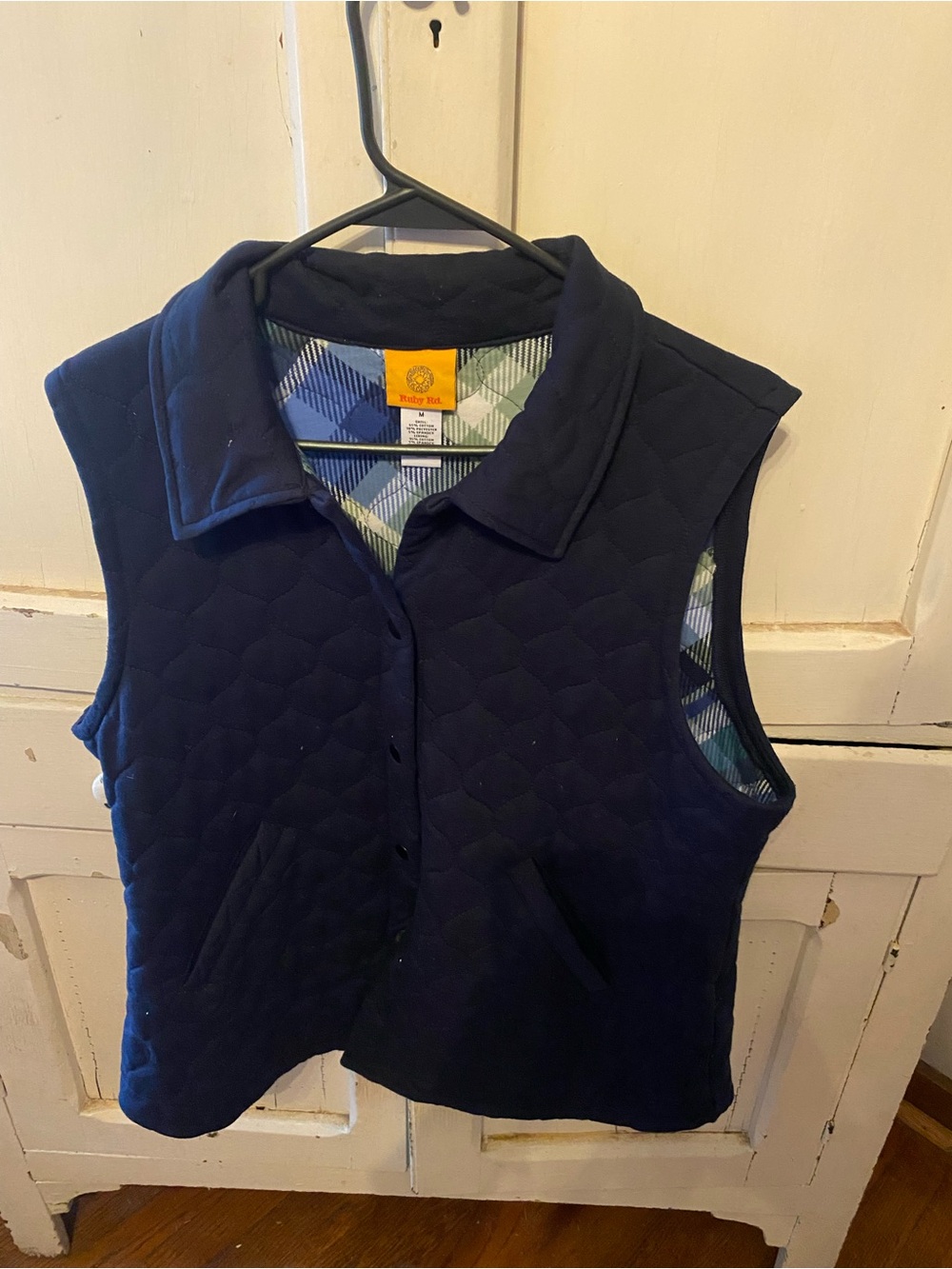 Ruby Rd. Navy Quilted Sleeveless Vest
